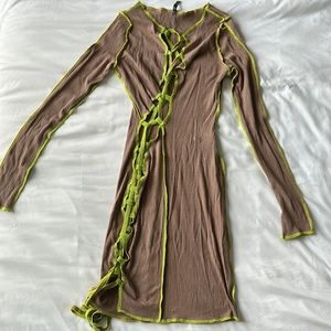 Tan with Neon Green lining Club Dress